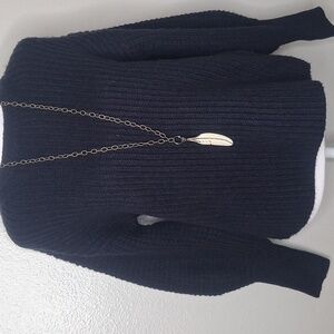 For The Republic Women Sweater Navy Balloon Sleeve M